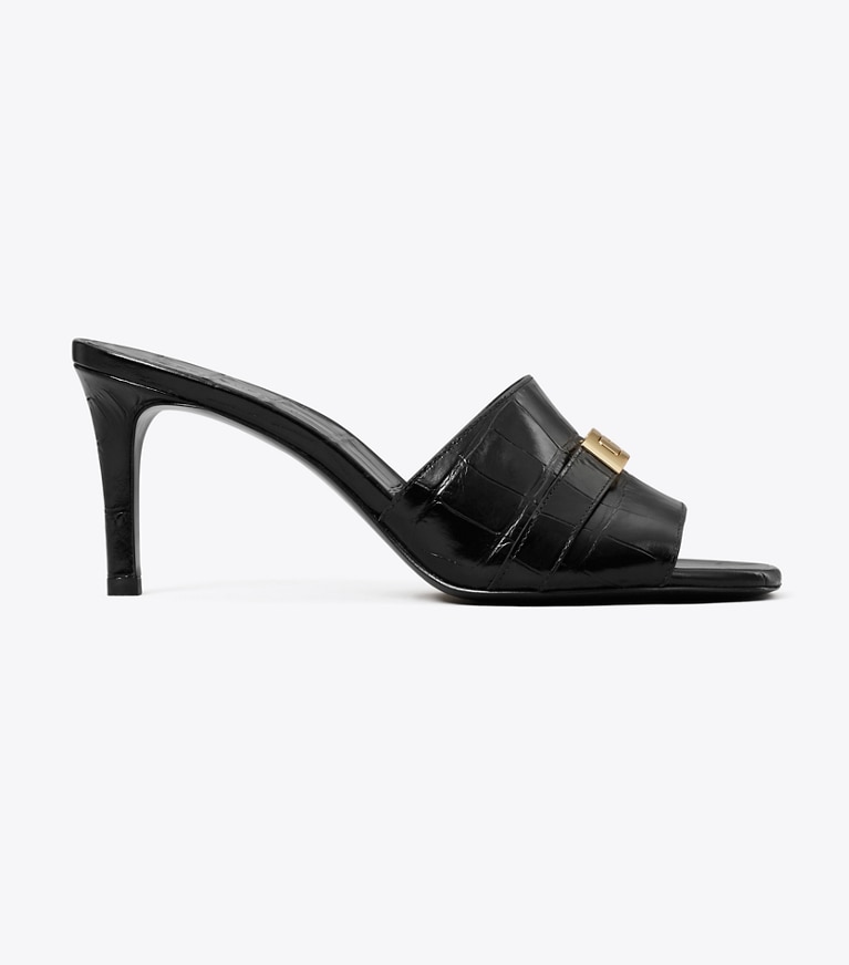 Tory Burch designer sandales Mules à talon LeeLee in PERFECT BLACK / PERFECT BLACK side