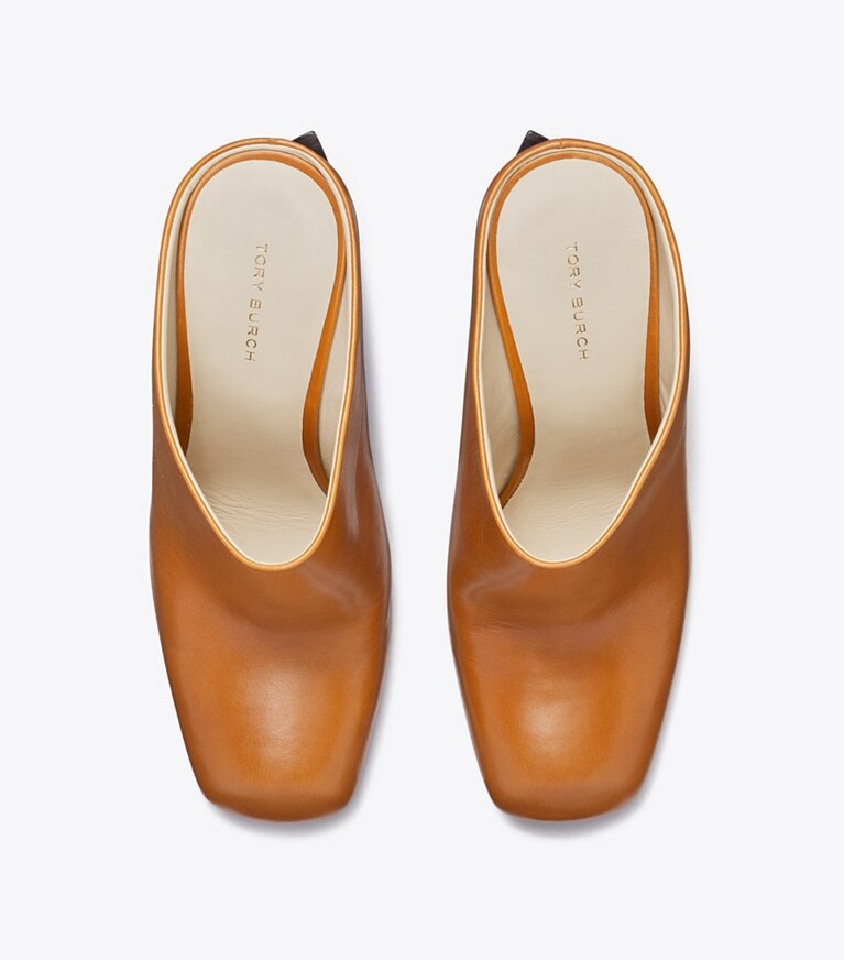 Tory Burch designer escarpins Mules à talon twisté in SIERRA COGNAC angle