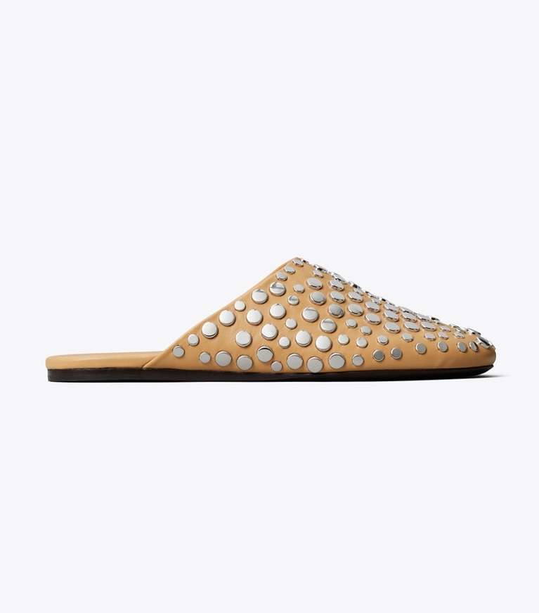 Tory Burch designer mocassins Mules cloutées in CANTUCCI / SILVER side