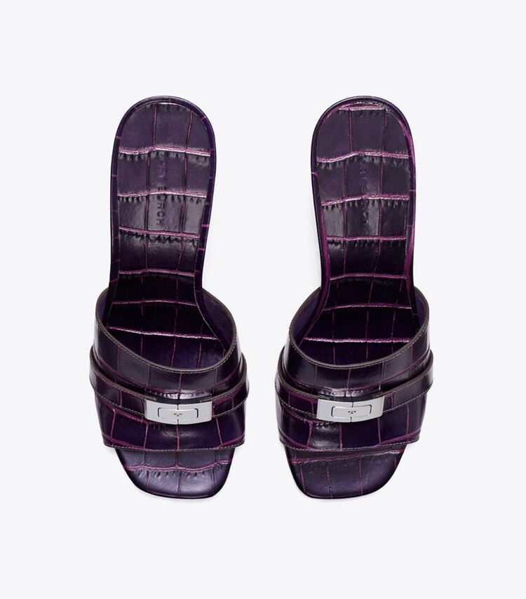 Tory Burch diseñador sandalias Mules de tacón LeeLee en PURPLE / PURPLE desde arriba