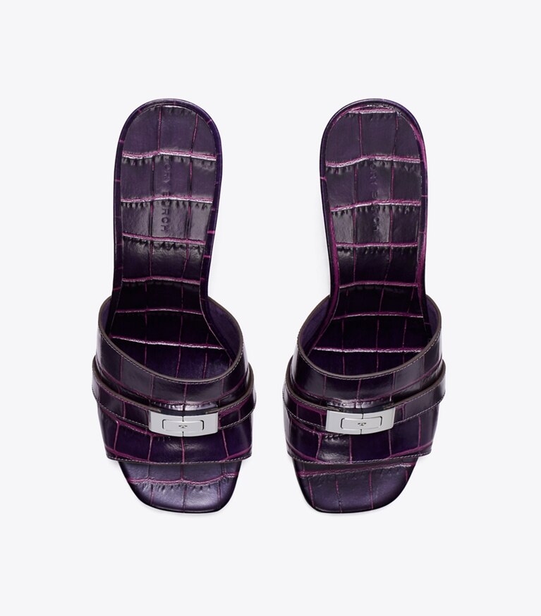 Tory Burch diseñador sandalias Mules de tacón LeeLee en PURPLE / PURPLE desde arriba