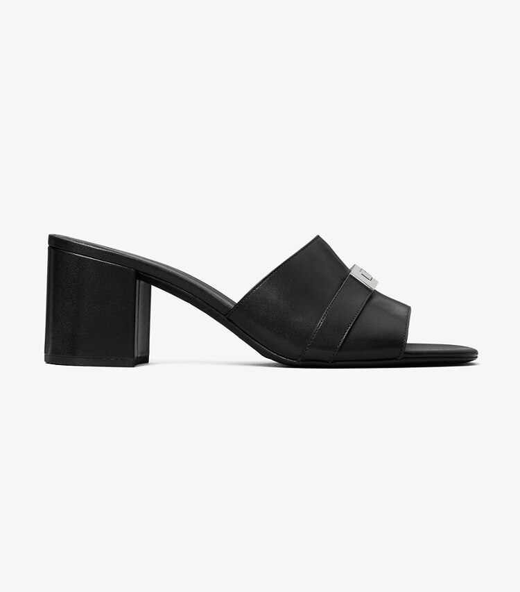 Tory Burch diseñador sandalias Mules de tacón LeeLee en PERFECT BLACK lateral