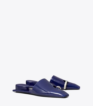 Tory Burch designer mocassins Mules effet piercing in BALLPOINT BLUE angle