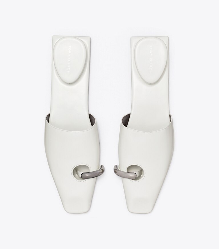 Tory Burch designer mocassins Mules effet piercing in WHITE / SILVER dessus
