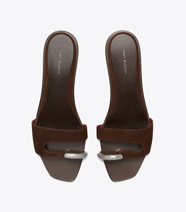 Tory Burch designer sandales Mules effet piercing in DARK COCOA dessus
