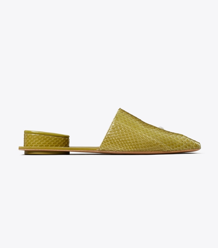 Tory Burch designer mocassins Mules effet piercing in MOSS / SILVER side