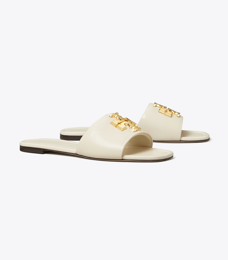 Tory Burch designer sandales Mules Eleanor in LIGHT CREAM / GOLD angle