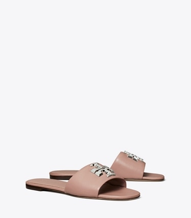 Tory Burch designer sandales Mules Eleanor in LIGHT MAUVE / SILVER angle