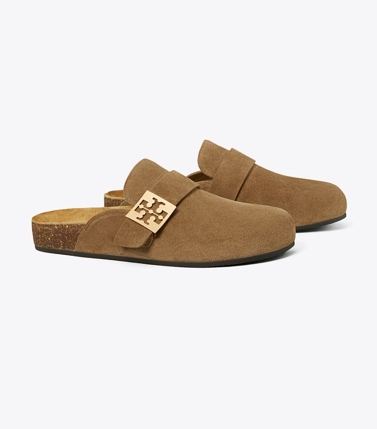 Tory Burch designer mocassins Mules Mellow in RIVER ROCK / GOLD angle
