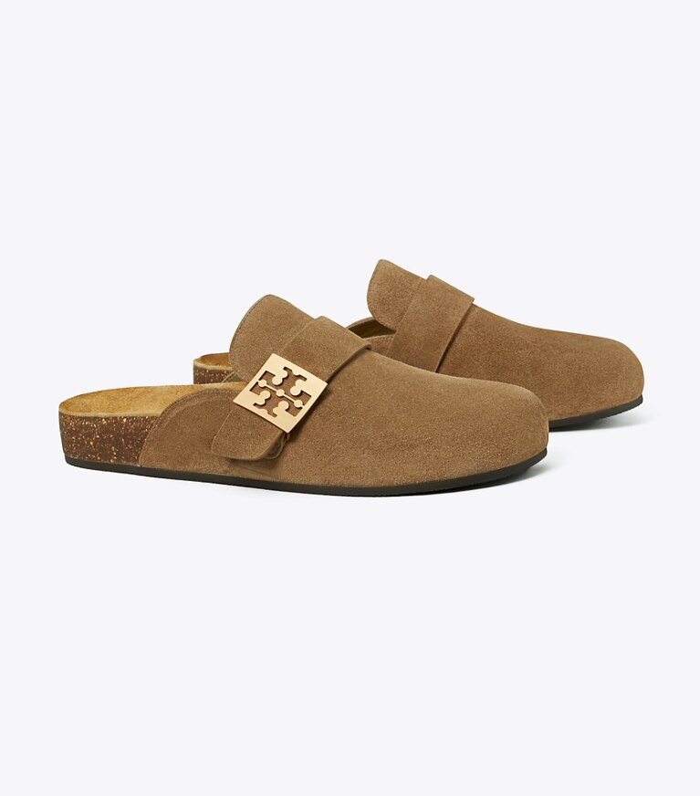 Tory Burch designer mocassins Mules Mellow in RIVER ROCK / GOLD angle