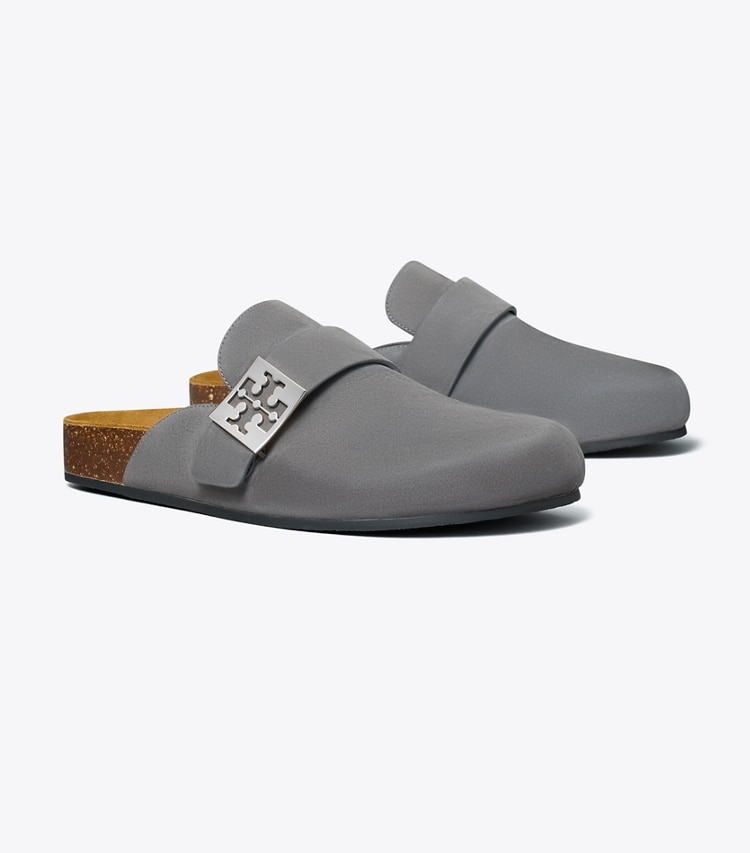 Tory Burch designer mocassins Mules Mellow dans CHARCOAL GRAY / SILVER angle