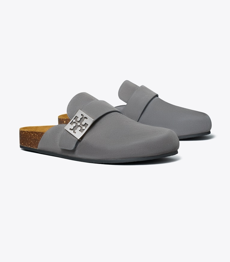 Tory Burch designer mocassins Mules Mellow dans CHARCOAL GRAY / SILVER angle