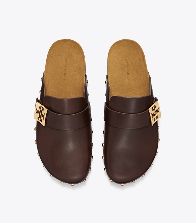 Tory Burch designer mocassins Mules Mellow cloutées in DEEP MOCHA / GOLD dessus