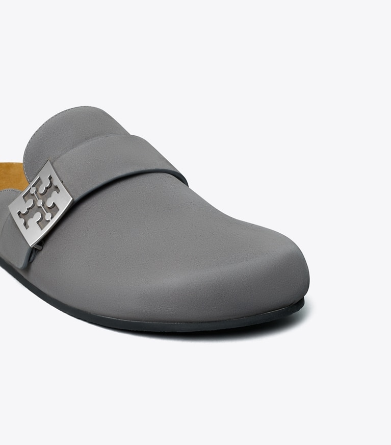 Tory Burch designer mocassins Mules Mellow dans CHARCOAL GRAY / SILVER détails