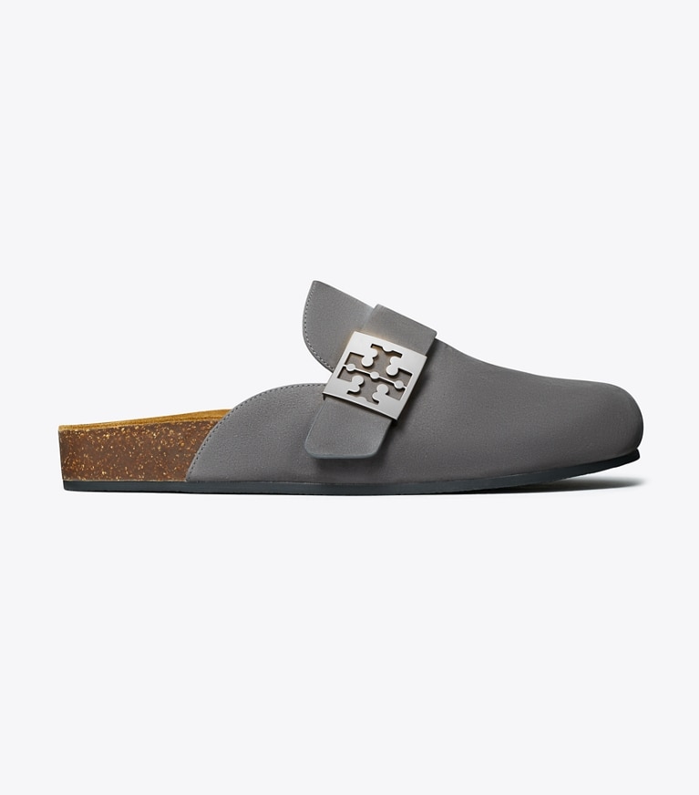 Tory Burch designer mocassins Mules Mellow dans CHARCOAL GRAY / SILVER de côté