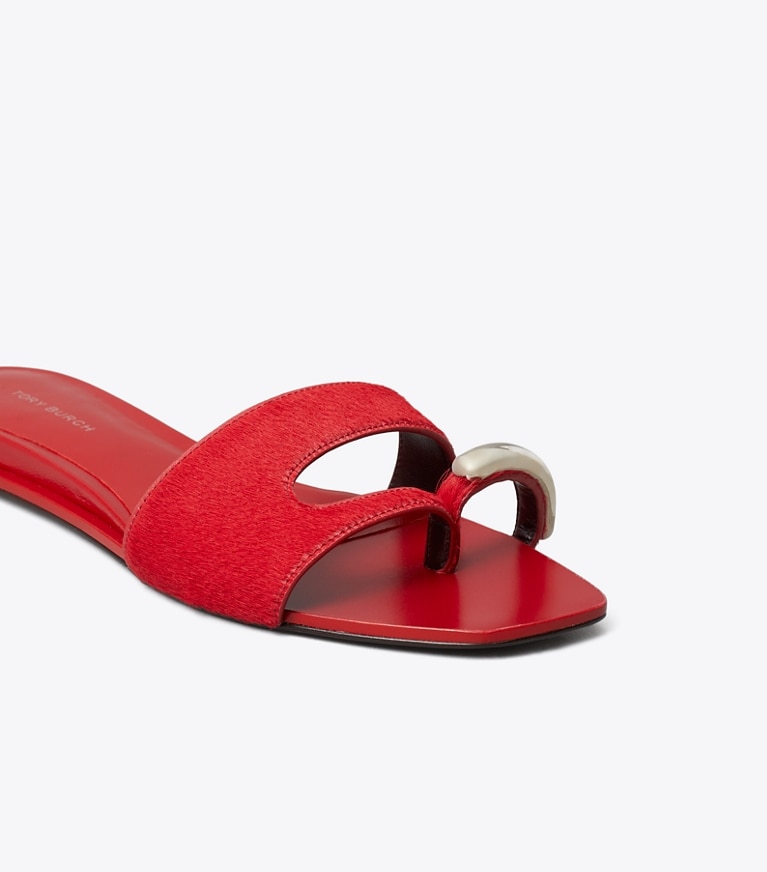Tory Burch designer sandales Mules Pierced in TOUCAN RED / SILVER informations