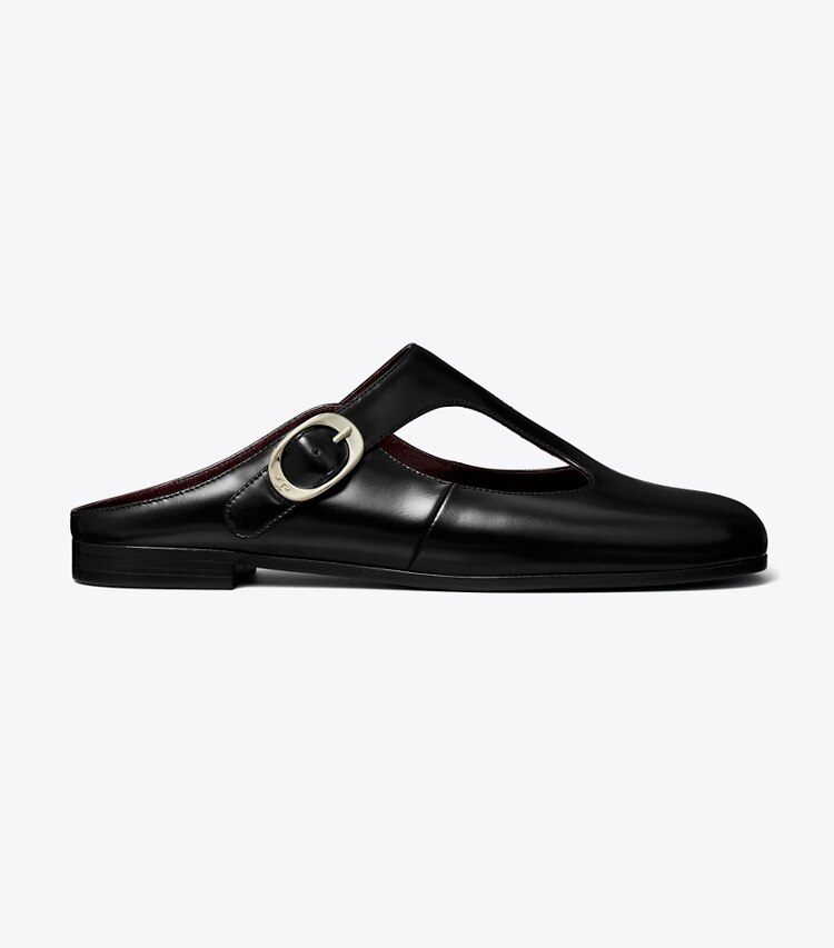 Tory Burch designer mocassins Mules style salomé violettes dans PERFECT BLACK de côté