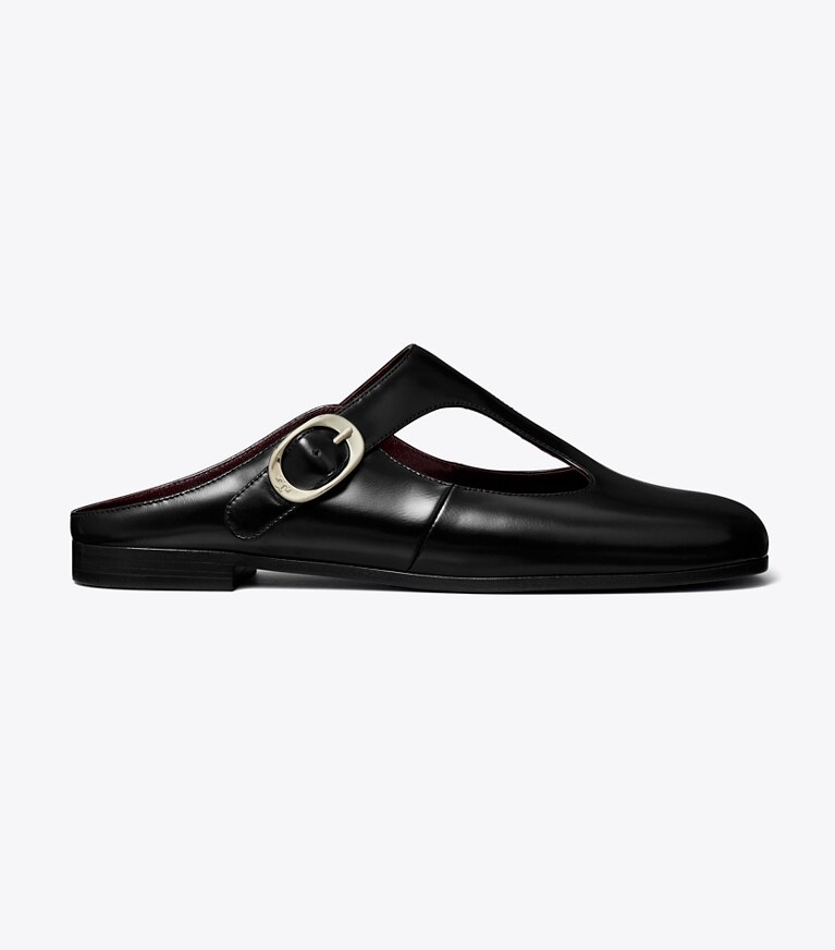 Tory Burch designer mocassins Mules style salomé violettes dans PERFECT BLACK de côté