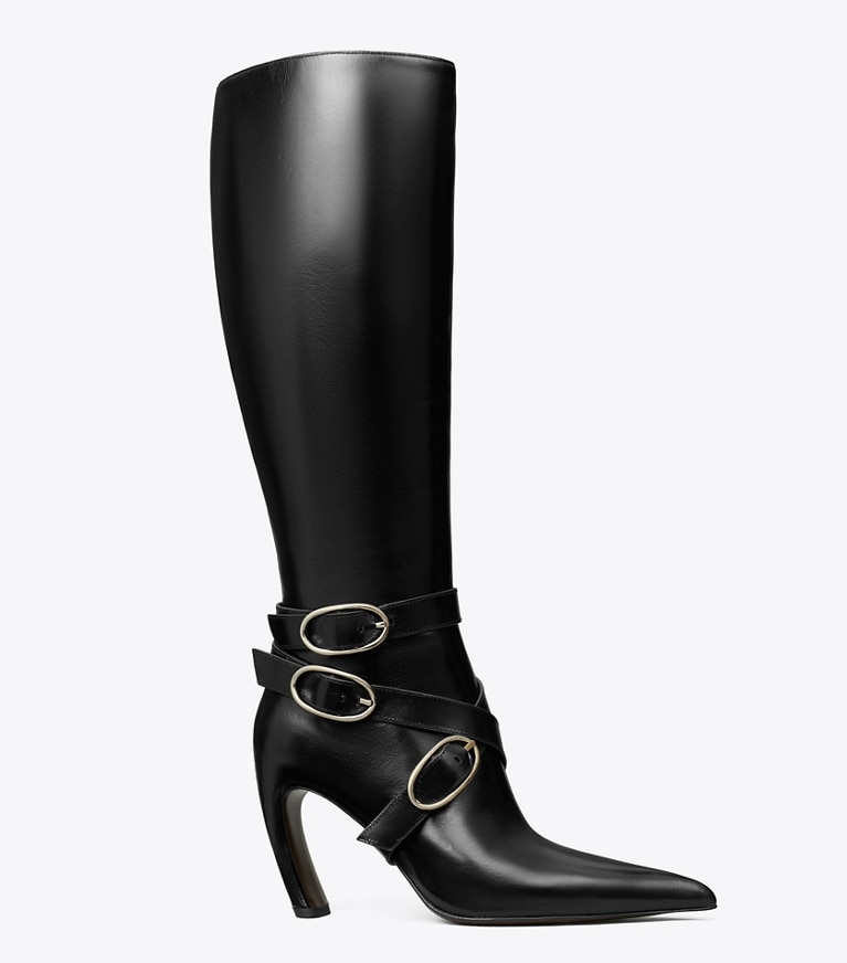 Tory Burch designer knee boots Multi Buckle Boot in PERFECT BLACK side