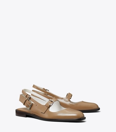 Tory Burch designer flats Multi-Buckle Mary Jane in SOFT ACORN angle
