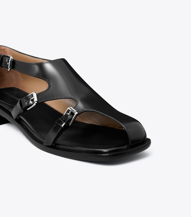 Tory Burch designer flats Multi-Buckle Monk Strap in BLACK detail