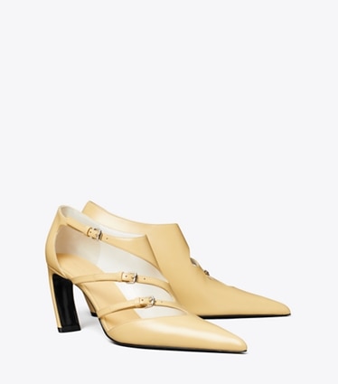 Tory Burch designer heels Multi-Buckle Pump in SANDSCAPE angle