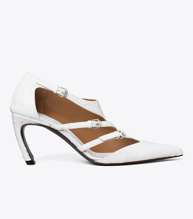 Tory Burch designer heels Multi-Buckle Pump in TINTED BLUE side