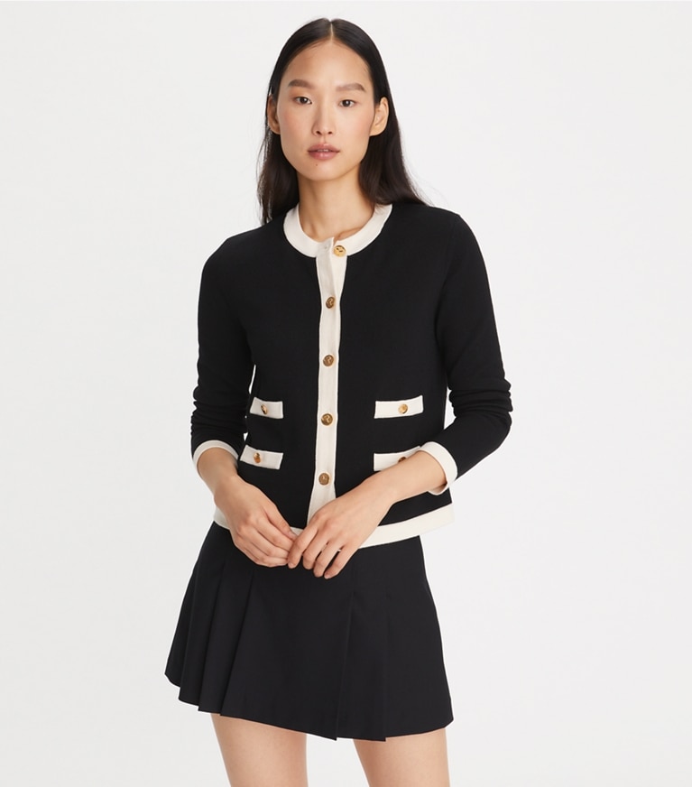 Tory Burch designer sweaters Multi Button Kendra Cardigan in Black front