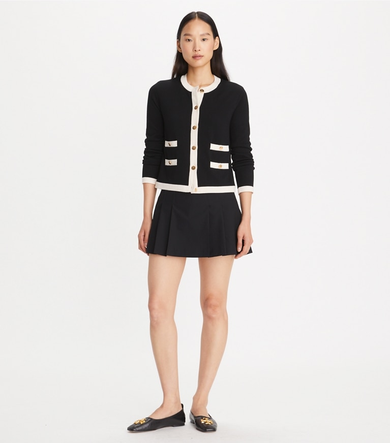 Tory Burch designer sweaters Multi Button Kendra Cardigan in Black front