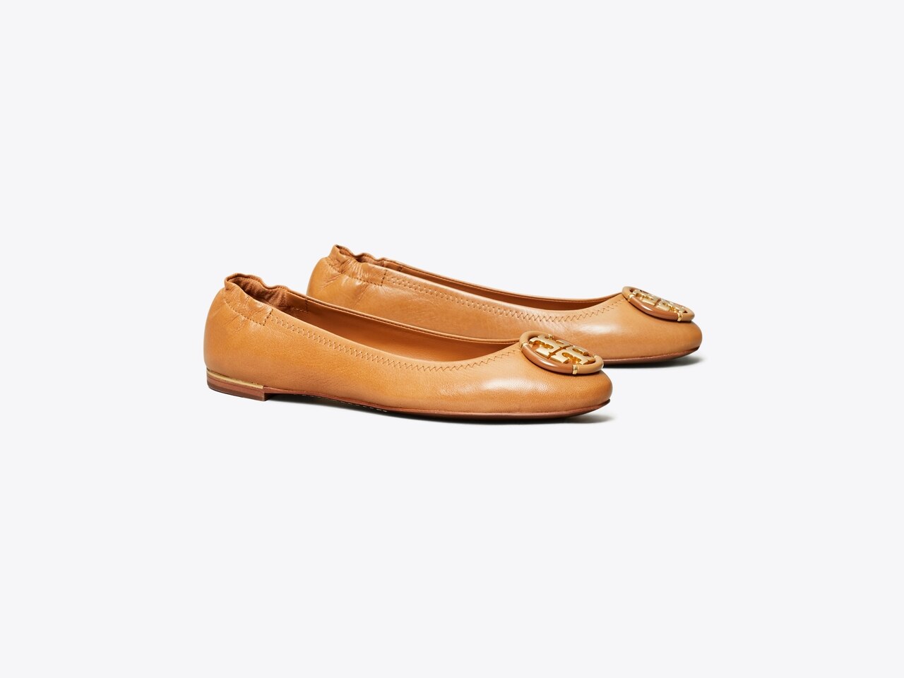 Tory Burch Women's Tan Multi Logo Ballet Flat Shoes