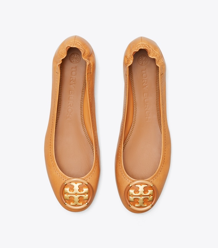 Tory Burch designer flats Multi-Logo Ballet in Tan overhead