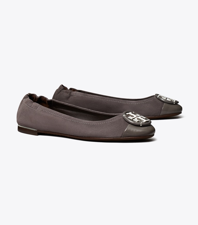 Tory Burch designer flats Multi-Logo Cap-Toe Ballet in THUNDERCLOUD / THUNDERCLOUD angle