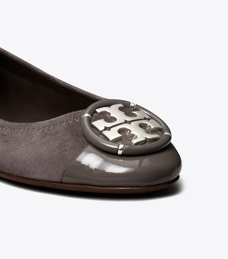 Tory Burch designer flats Multi-Logo Cap-Toe Ballet in THUNDERCLOUD / THUNDERCLOUD angle