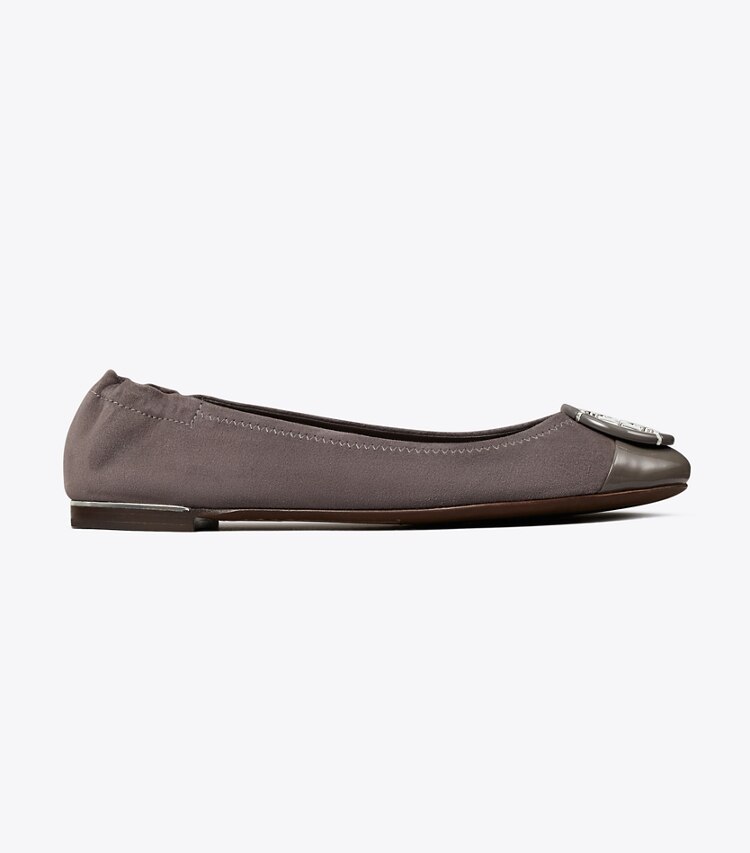 Tory Burch designer flats Multi-Logo Cap-Toe Ballet in THUNDERCLOUD / THUNDERCLOUD side