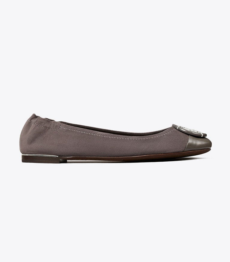 Tory Burch designer flats Multi-Logo Cap-Toe Ballet in THUNDERCLOUD / THUNDERCLOUD angle