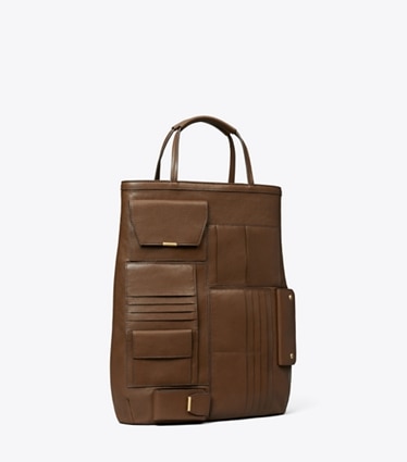 Tory Burch designer トートバッグ マルチポケット トートバッグ in Swiss Coffee angle