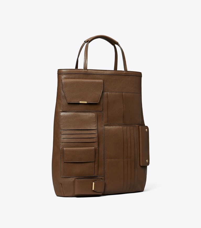 Tory Burch designer tote bags Multi-Pocket Tote in Swiss Coffee angle