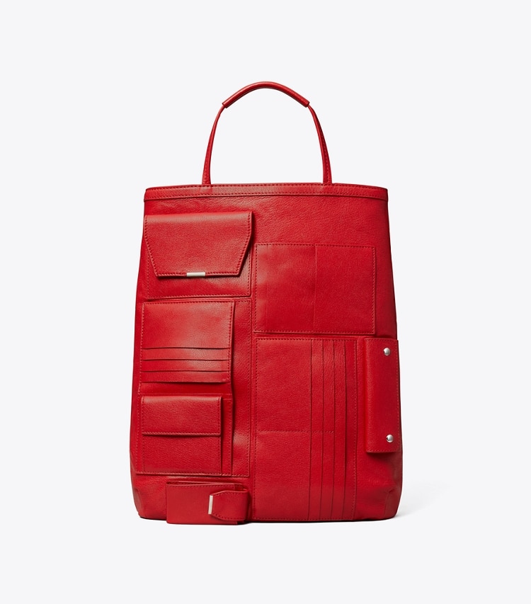 Tory Burch designer tote bags Multi-Pocket Tote in Royal Red front