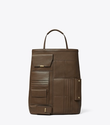 Tory Burch designer tote bags Multi-Pocket Tote in Swiss Coffee front