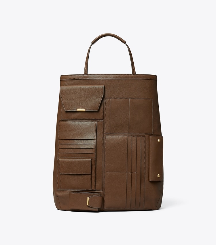 Tory Burch designer tote bags Multi-Pocket Tote in Swiss Coffee front