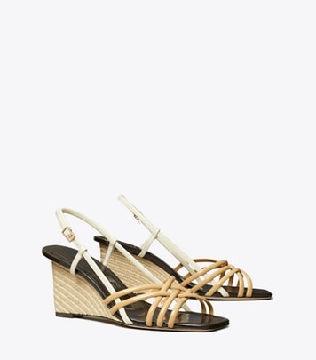 Tory Burch designer sandals Multi-Strap Espadrille Wedge in CANTUCCI / LIGHT CREAM angle