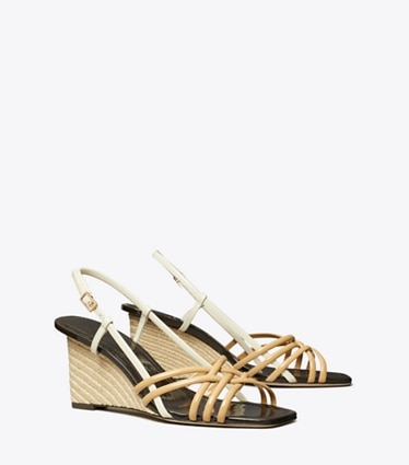 Tory Burch designer sandals Multi-Strap Espadrille Wedge in CANTUCCI / LIGHT CREAM angle
