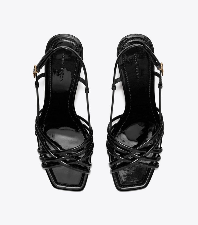 Tory Burch designer sandals Multi-Strap Espadrille Wedge in PERFECT BLACK / PERFECT BLACK angle