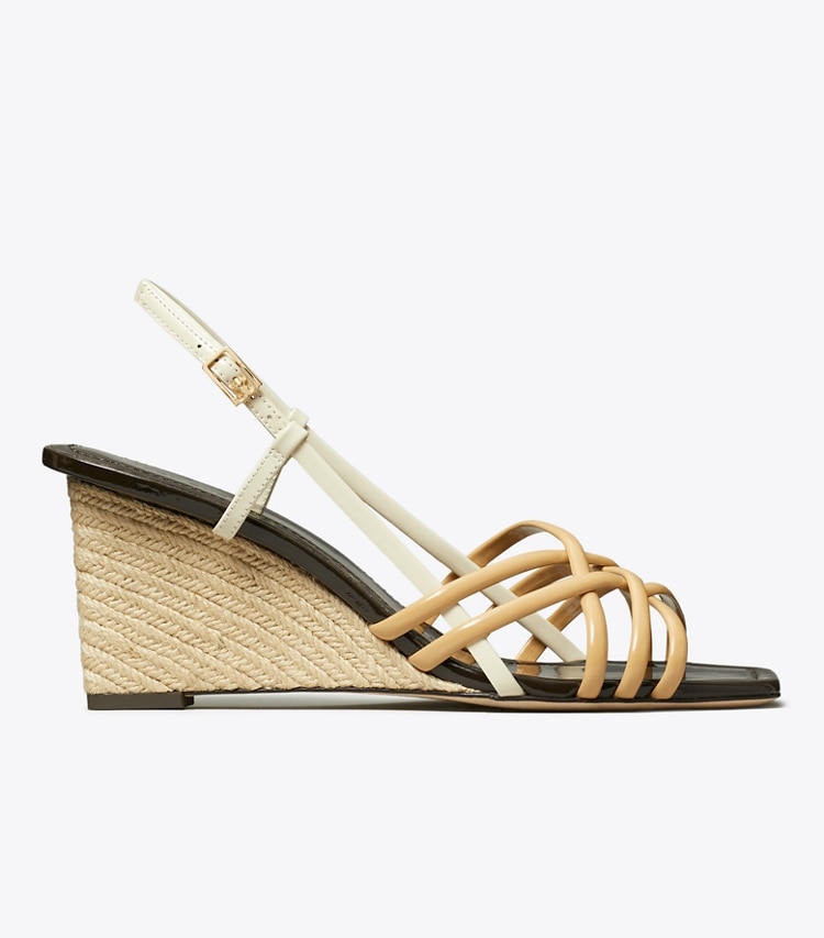 Tory Burch designer sandals Multi-Strap Espadrille Wedge in CANTUCCI / LIGHT CREAM side