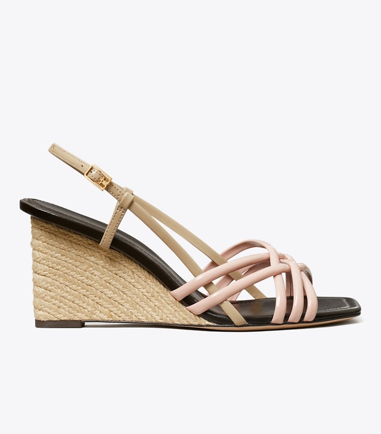 Tory Burch designer sandals Multi-Strap Espadrille Wedge in PINK BRICK / TAUPE STORM / COCO side