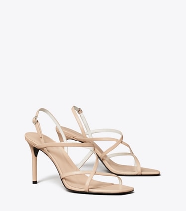 Tory Burch designer sandals Multi-Strap Heeled Sandal in ROSE PINK angle