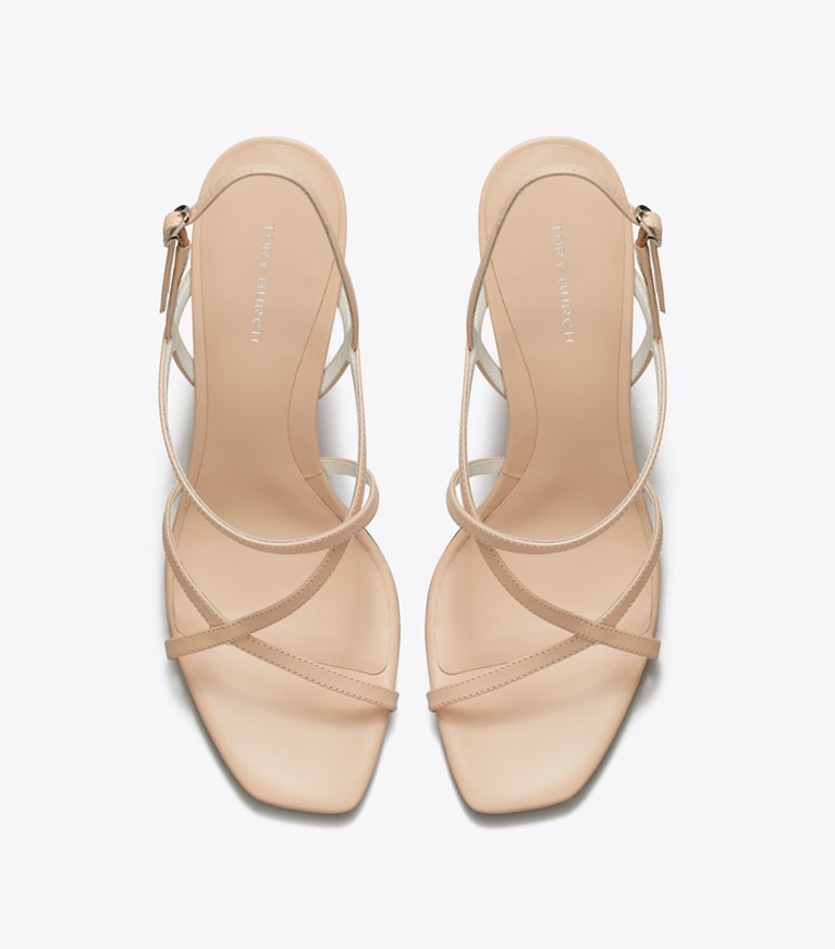Tory Burch designer sandals Multi-Strap Heeled Sandal in ROSE PINK angle
