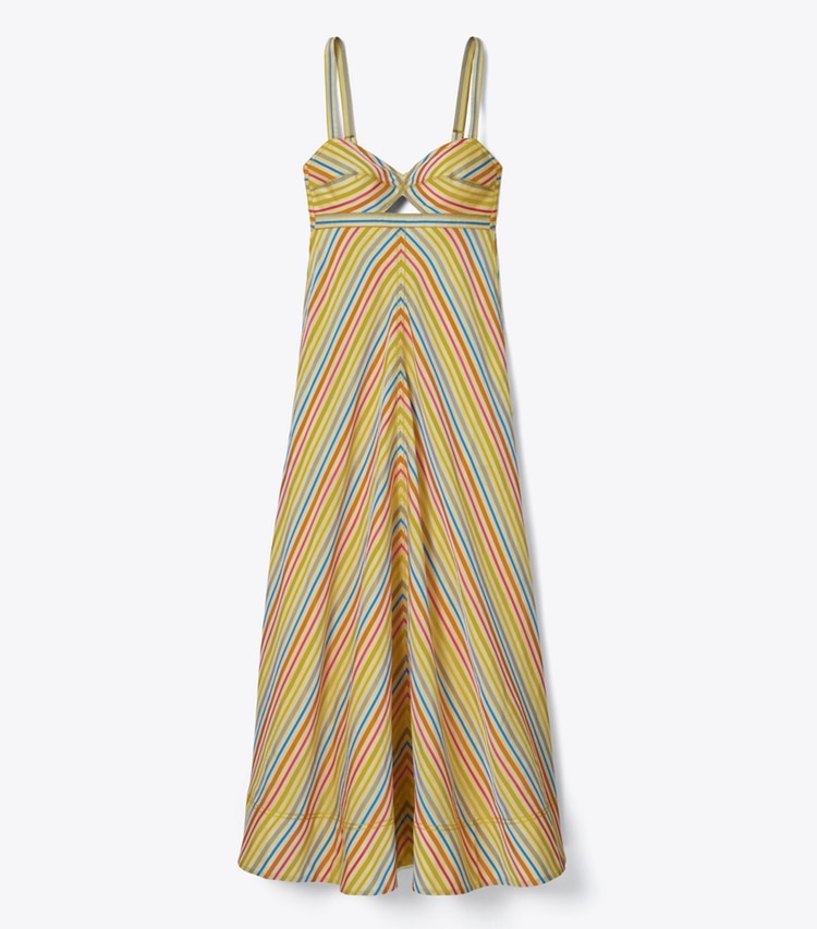 Tory Burch designer dresses Multi-Stripe Cut-Out Dress in Multi front