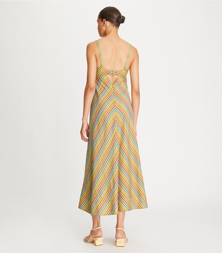 Tory Burch designer dresses Multi-Stripe Cut-Out Dress in Multi on model back