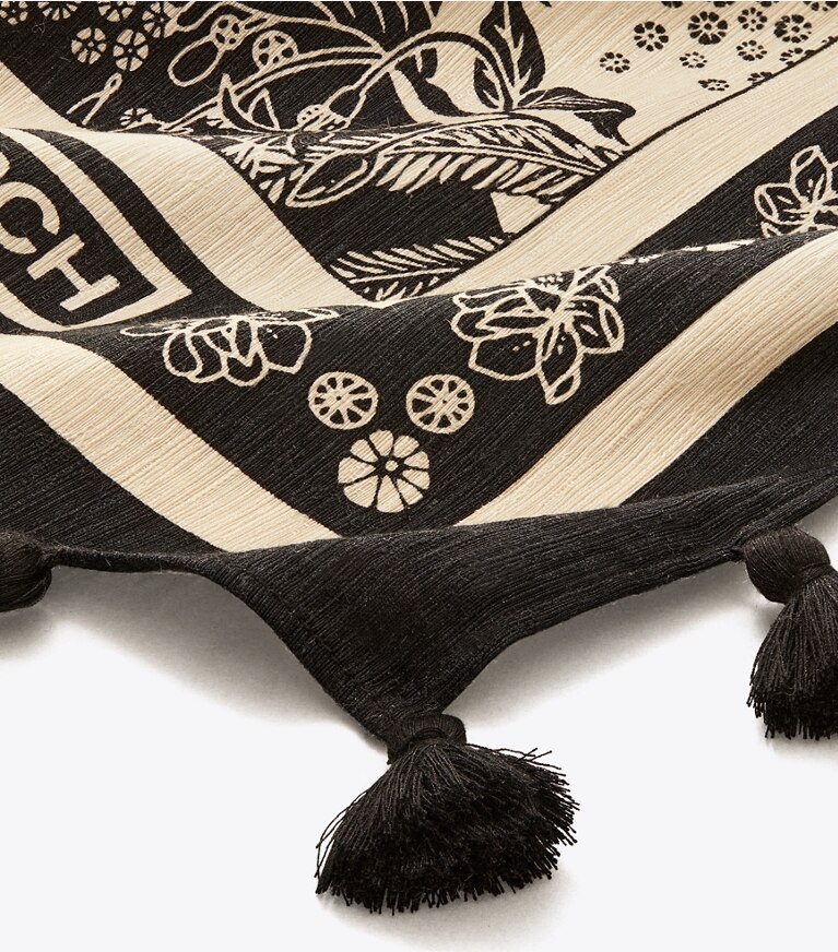 Tory Burch designer scarves Muse Silk Square Scarf in Muse Black overhead